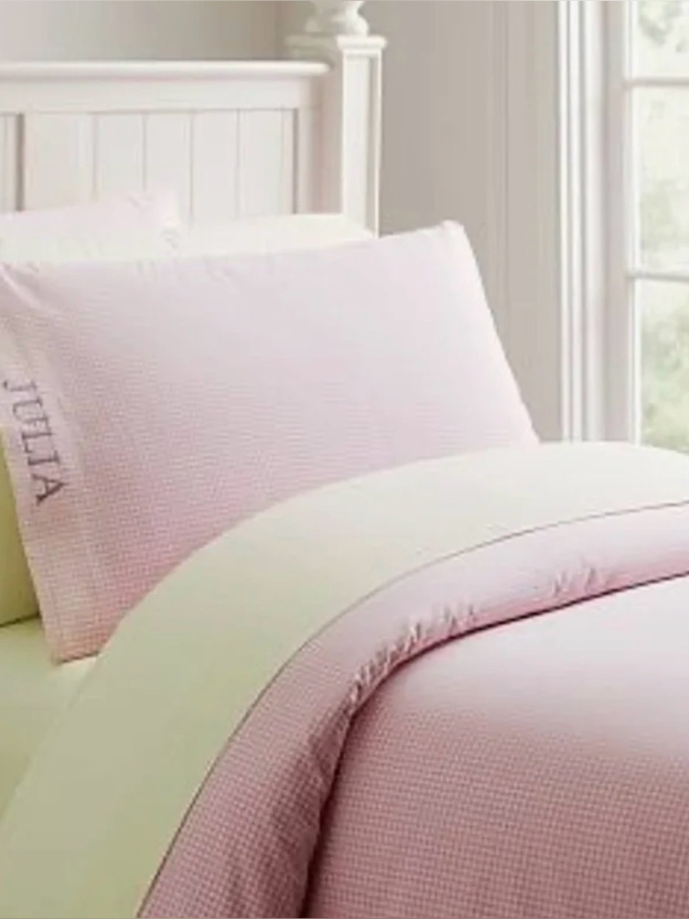 Pottery Barn Kids Gingham Pink Twin Duvet Cover